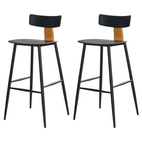 8 Kit 2 Banquetas Altas Analu Rivatti 110cm -Altura- Assento e Encosto PP Preto Detalhe PU Marrom Base em Aco